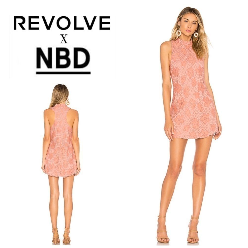 Revolve & NBD high neck lace overlay dress. NWT